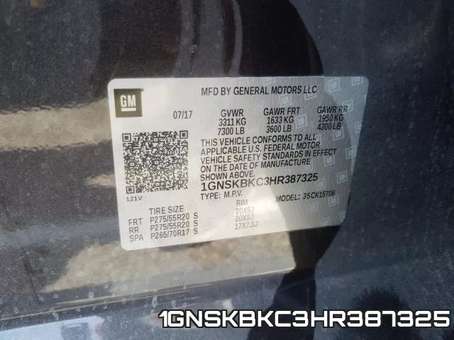 1GNSKBKC3HR387325 фото 2
