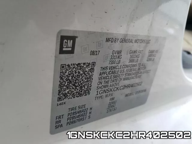 1GNSKCKC2HR402502 фото 2