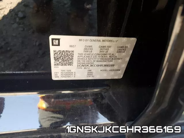 1GNSKJKC6HR366169 фото 2