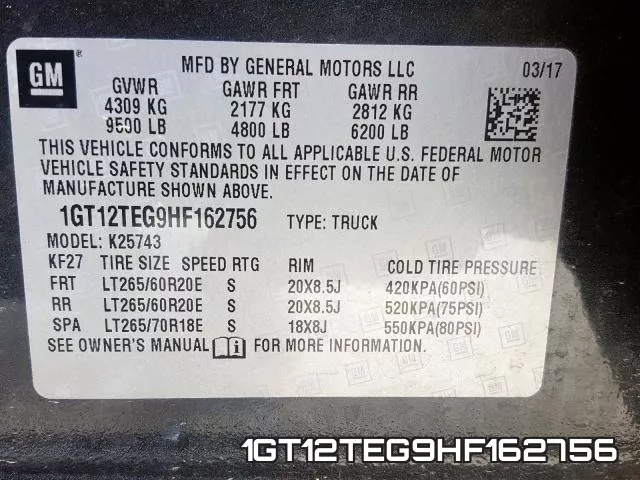 1GT12TEG9HF162756 фото 2