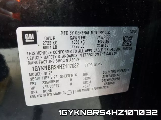 1GYKNBRS4HZ107032 фото 2