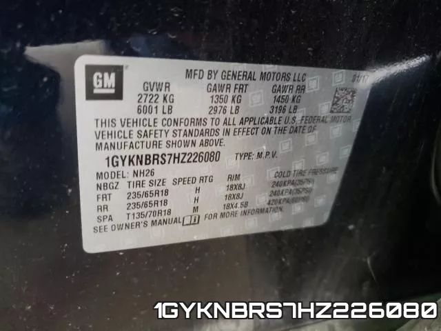 1GYKNBRS7HZ226080 фото 2