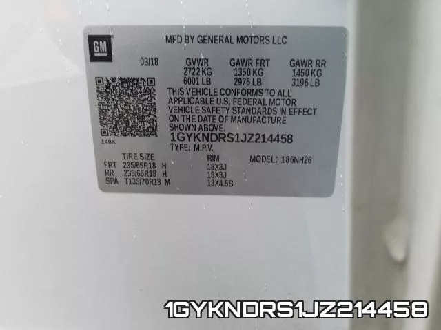 1GYKNDRS1JZ214458 фото 2