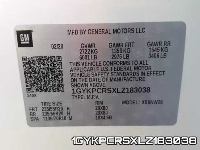 1GYKPCRSXLZ183038 фото 2