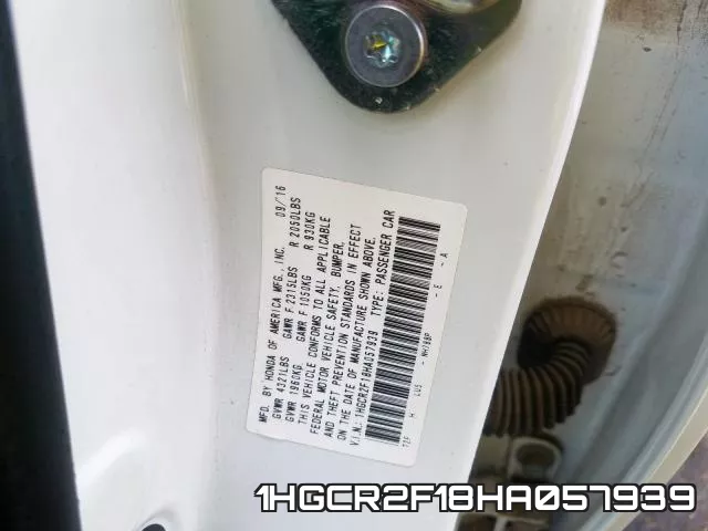 1HGCR2F18HA057939 фото 2