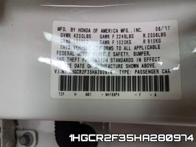 1HGCR2F35HA280974 фото 2