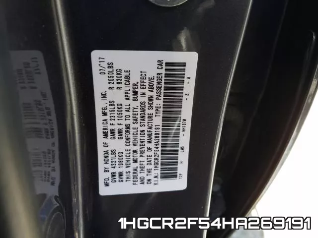 1HGCR2F54HA269191 фото 2
