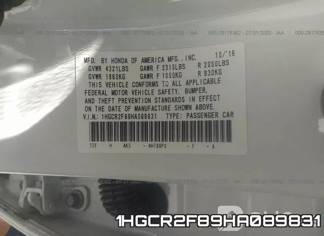 1HGCR2F89HA089831 фото 10