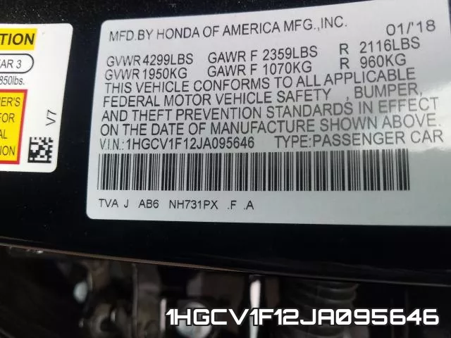 1HGCV1F12JA095646 фото 2
