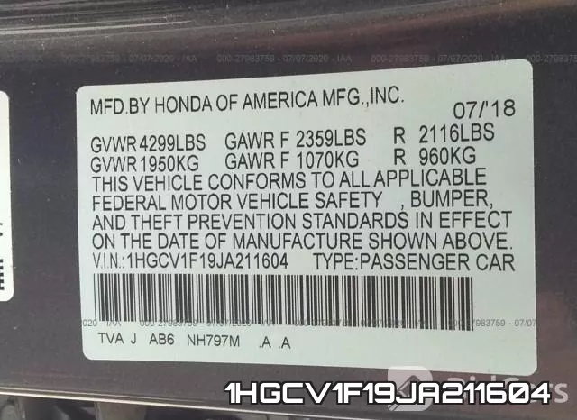 1HGCV1F19JA211604 фото 10
