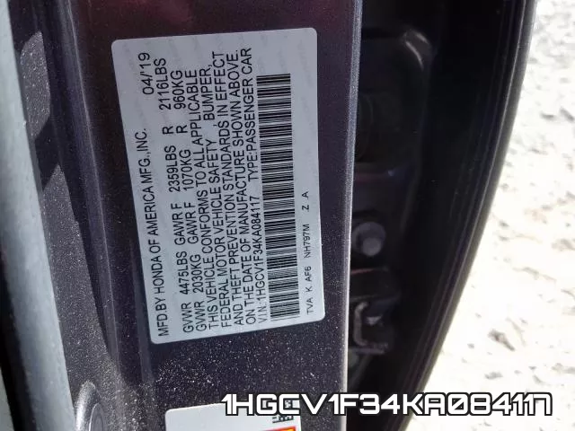 1HGCV1F34KA084117 фото 2