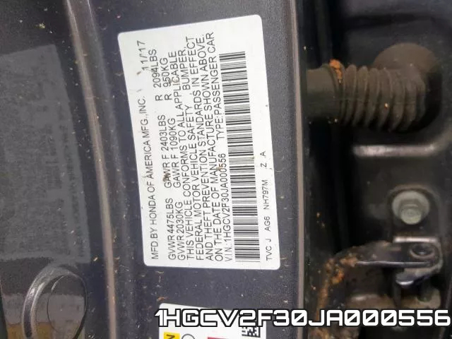 1HGCV2F30JA000556 фото 2