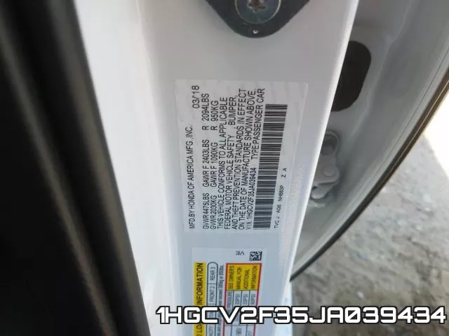 1HGCV2F35JA039434 фото 2