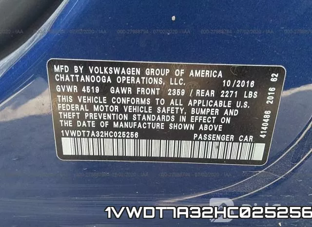 1VWDT7A32HC025256 фото 10