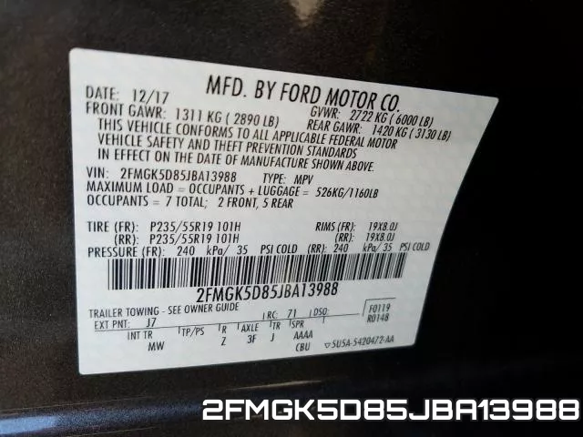 2FMGK5D85JBA13988 фото 2