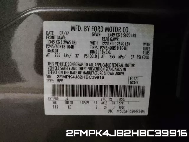 2FMPK4J82HBC39916 фото 2