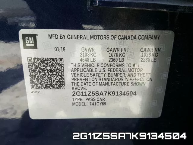 2G11Z5SA7K9134504 фото 2
