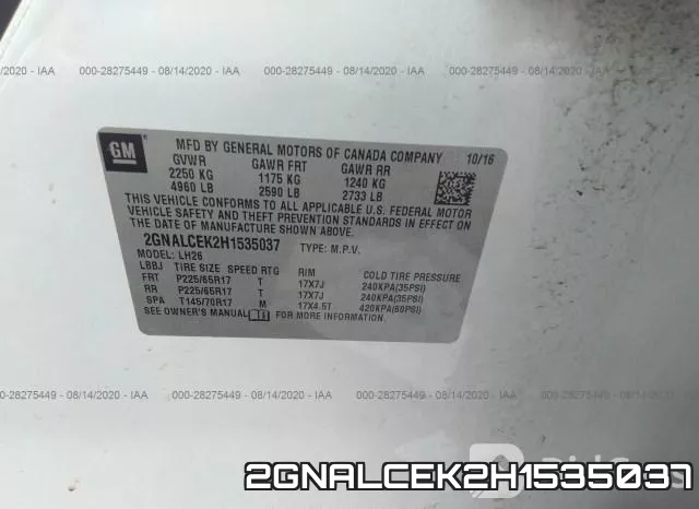 2GNALCEK2H1535037 фото 10