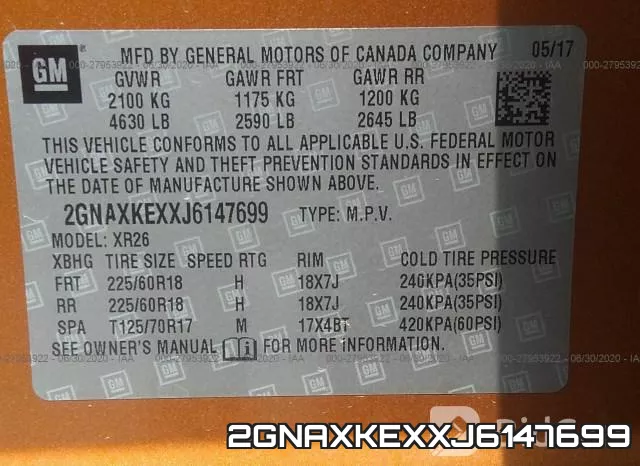 2GNAXKEXXJ6147699 фото 10