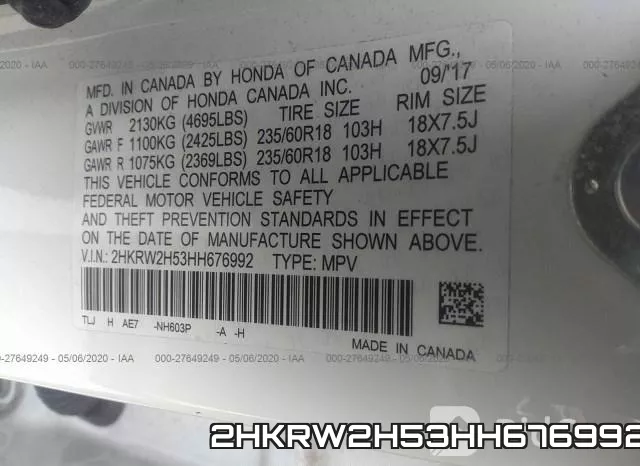 2HKRW2H53HH676992 фото 10