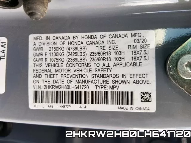 2HKRW2H80LH641720 фото 2