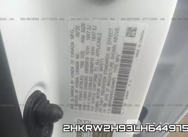 2HKRW2H93LH644975 фото 10