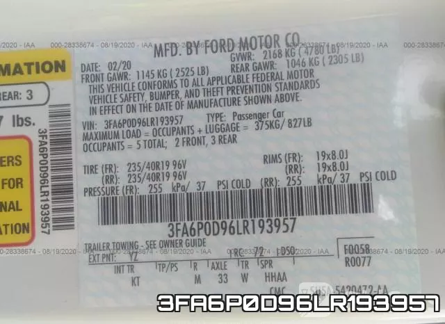 3FA6P0D96LR193957 фото 10