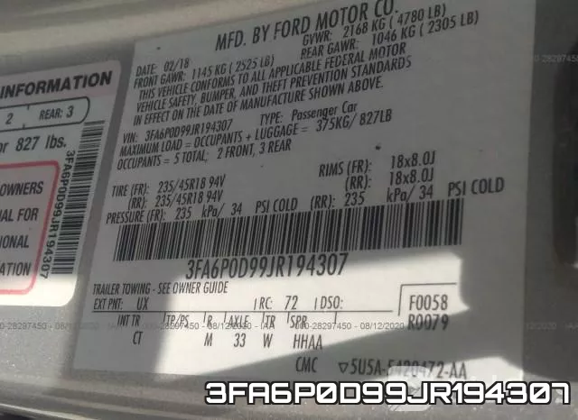 3FA6P0D99JR194307 фото 10