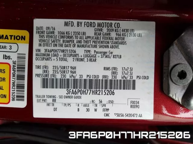 3FA6P0H77HR215206 фото 2