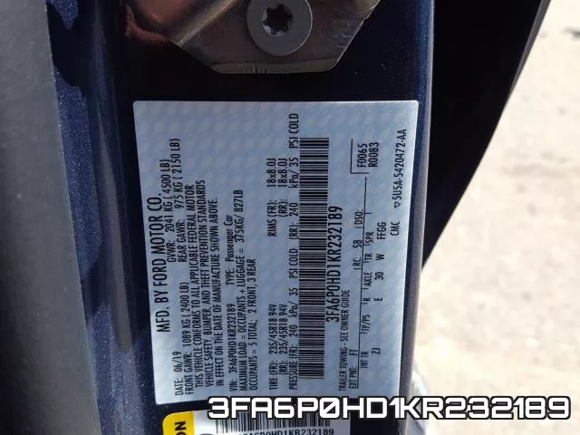 3FA6P0HD1KR232189 фото 2