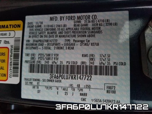 3FA6P0LU7KR147722 фото 2