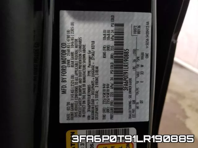 3FA6P0T91LR190885 фото 2