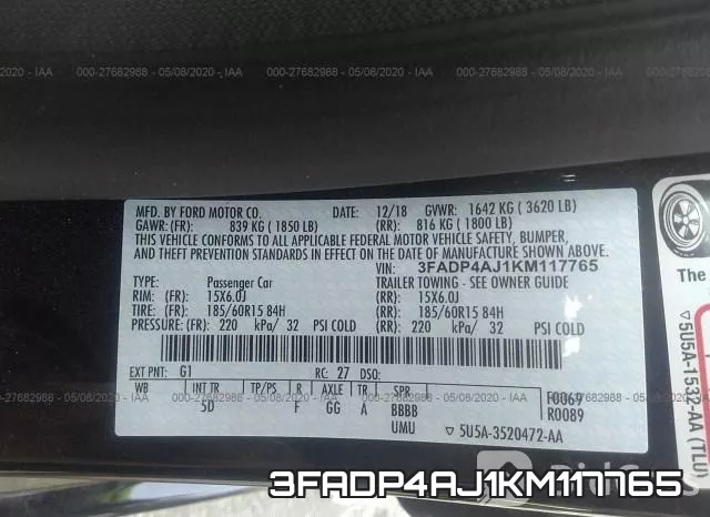 3FADP4AJ1KM117765 фото 10