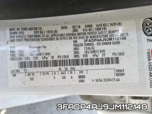 3FADP4AJ9JM112148 фото 2