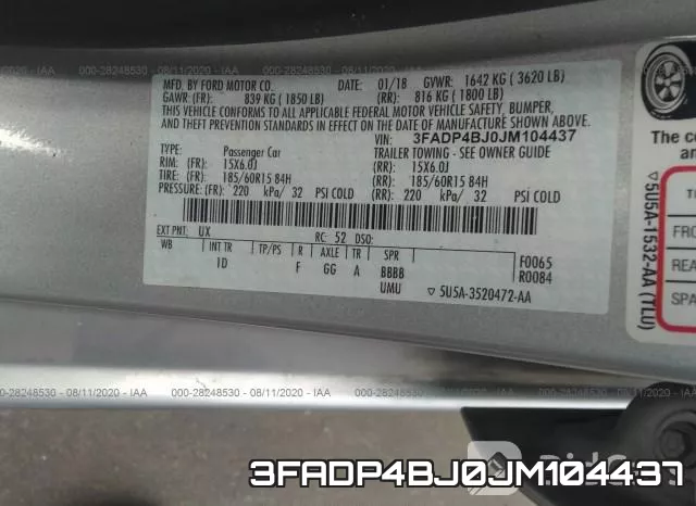 3FADP4BJ0JM104437 фото 10