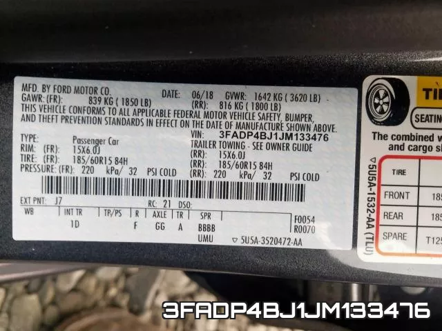 3FADP4BJ1JM133476 фото 2