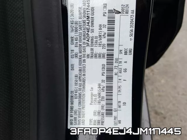 3FADP4EJ4JM117445 фото 2