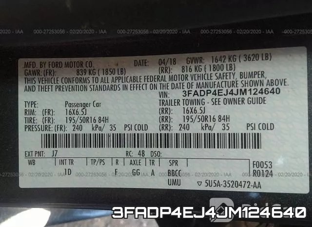 3FADP4EJ4JM124640 фото 10