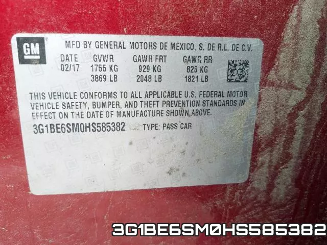 3G1BE6SM0HS585382 фото 2