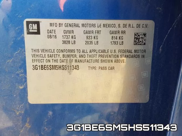 3G1BE6SM5HS511343 фото 2
