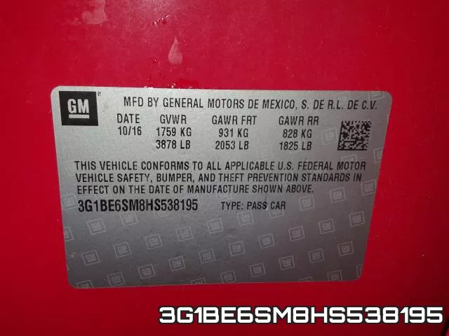 3G1BE6SM8HS538195 фото 2