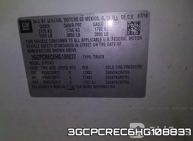 3GCPCREC6HG108837 фото 10