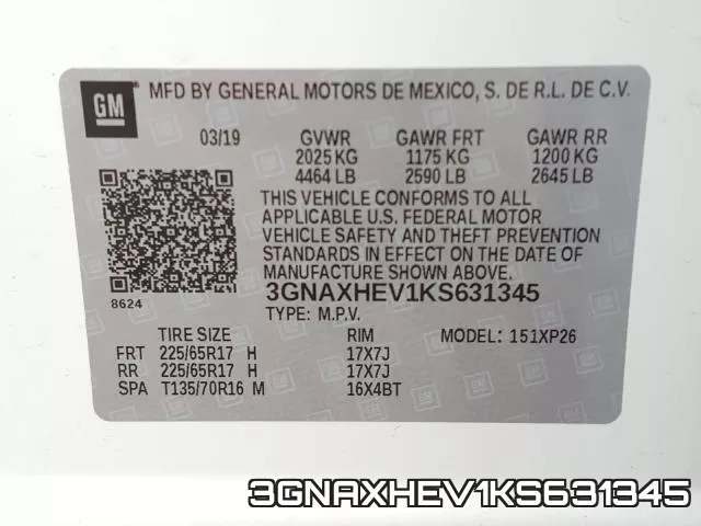 3GNAXHEV1KS631345 фото 2