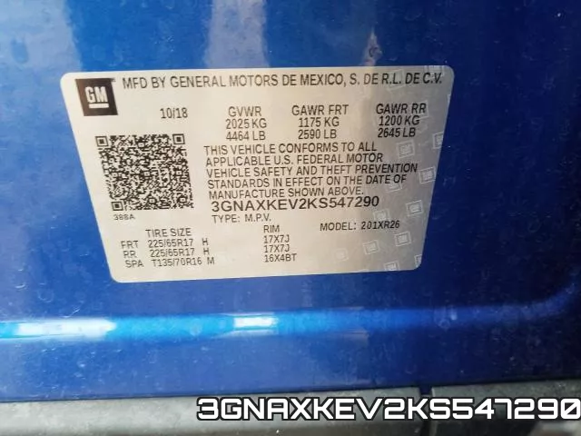 3GNAXKEV2KS547290 фото 2