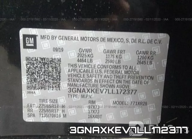 3GNAXKEV7LL172377 фото 10