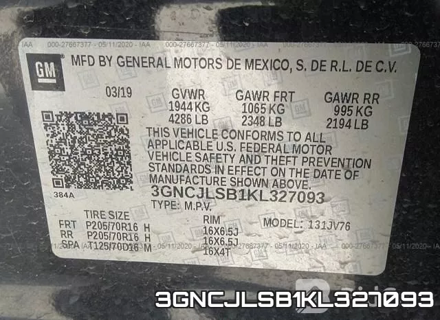 3GNCJLSB1KL327093 фото 10