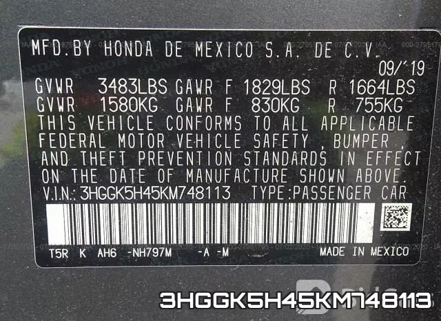 3HGGK5H45KM748113 фото 10