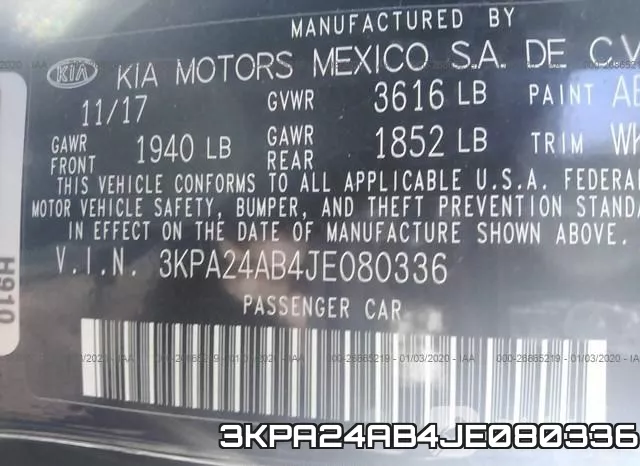 3KPA24AB4JE080336 фото 10