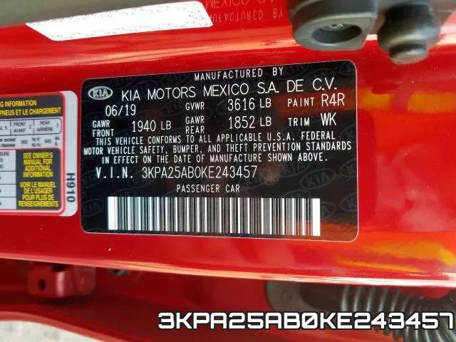 3KPA25AB0KE243457 фото 2