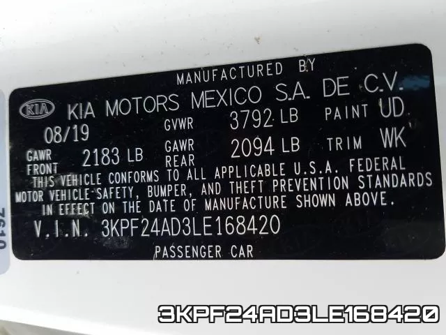 3KPF24AD3LE168420 фото 2